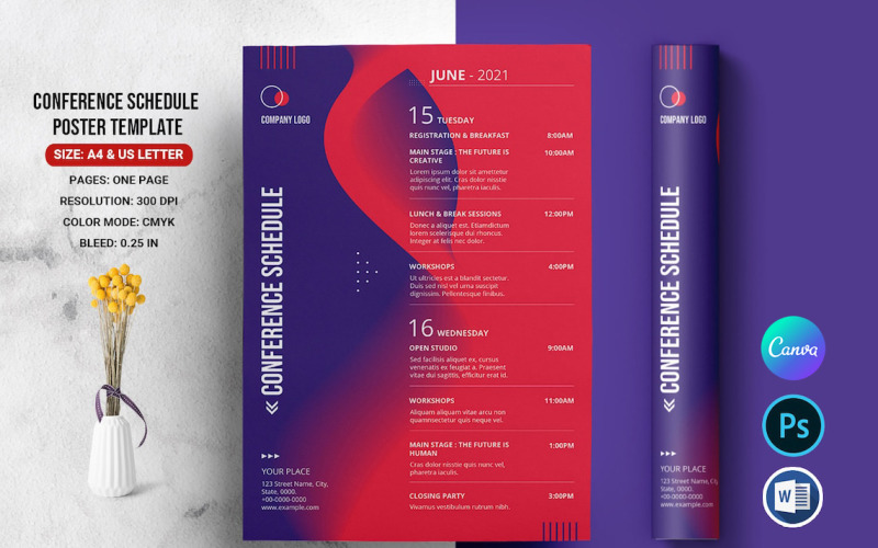 Conference Schedule Flyer Template Corporate Identity