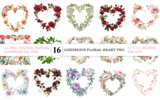 Dark Romantic Flower Frame | Vintage Garden Heart Frame | Luxurious Floral Heart PNG