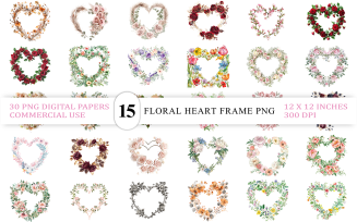 Delicate Floral Heart Frame | Shabby Chic Pastel Heart Frames for Crafts | Lush Botanical Heart