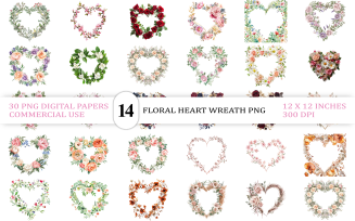 Elegant Floral Heart Wreath PNG | Vintage Garden Heart Frame | Classic Red Rose Heart Wreaths PNG