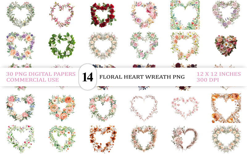 Elegant Floral Heart Wreath PNG | Vintage Garden Heart Frame | Classic Red Rose Heart Wreaths PNG Illustration