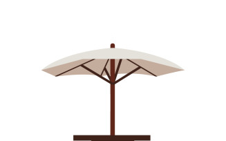 Garden Umbrella Table and Benches Recreation Area Vector Illustration