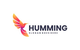 Gradient Modern Humming Bird Logo Design
