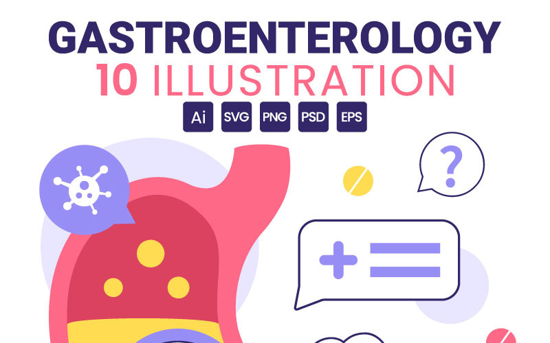 10 Stomach Health Gastroenterology Illustration