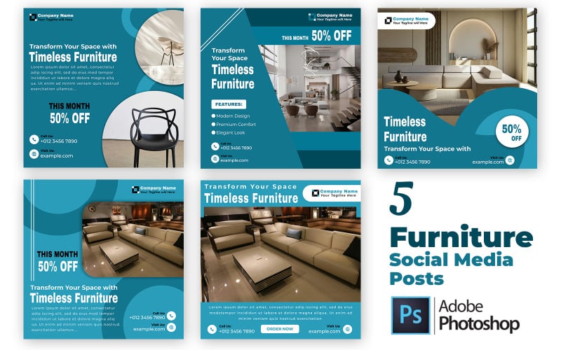 Modern Furniture Promo Templates PSD Social Media
