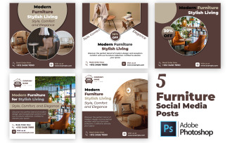 5 Modern Furniture Social Media Templates PSD