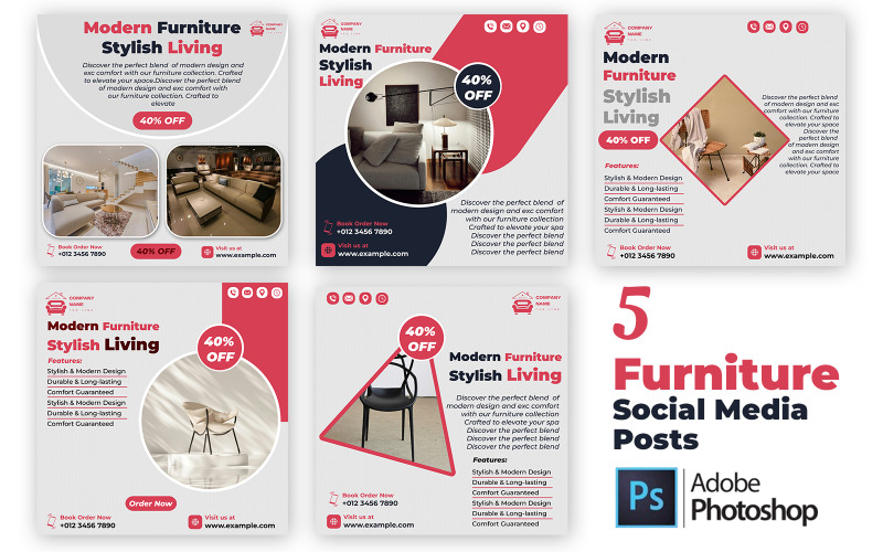 Want to Boost Furniture Sales Fast? Download These 5 Classic Furniture Social Media Templates PSD