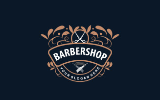 Barbershop Logo Retro Vintage Typography Ornament V1
