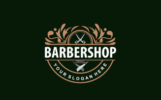 Barbershop Logo Retro Vintage Typography Ornament V3