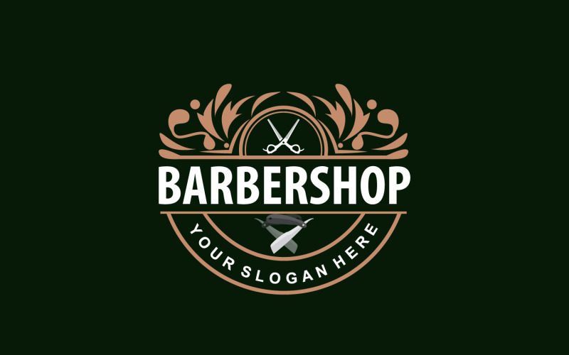 Barbershop Logo Retro Vintage Typography Ornament V3 Logo Template