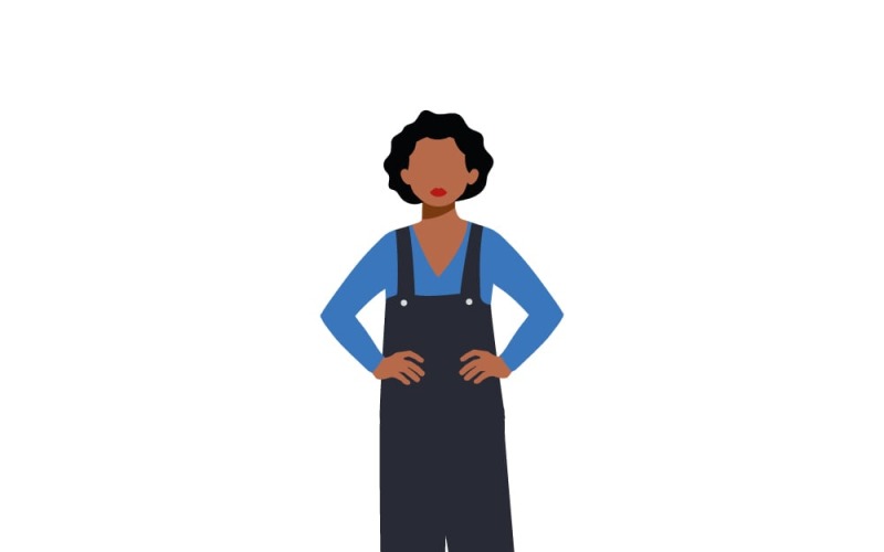 Confident Female Mechanic Vector Illustration in Work Overalls Isolated Vector Graphic