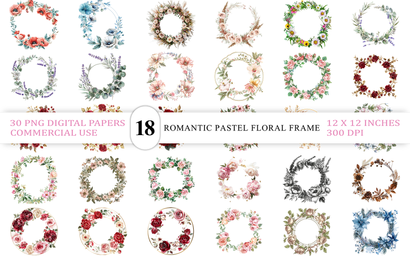 Luxury Flower Border PNG | Elegant Red Floral Frame Clipart | Burgundy & White Rose Wreath PNG Illustration