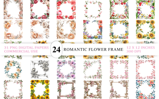 Moody Floral Wreaths & Borders | Classic Blooming Frame PNG | Royal Garden Dark Floral Frame