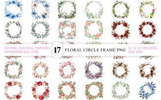 Romantic Pastel Floral Frame PNG | Elegant Spring Garden Wreath PNG | Feminine Floral Circle Frame