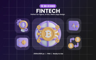 3D Fintech Icon Pack Design