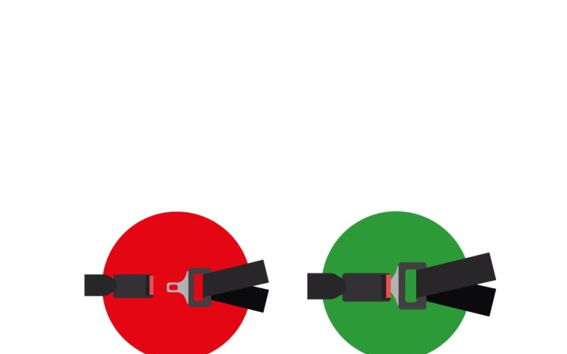 Seat Belt Safety Alert: Fastened vs Unfastened Vector Illustration Vector Graphic