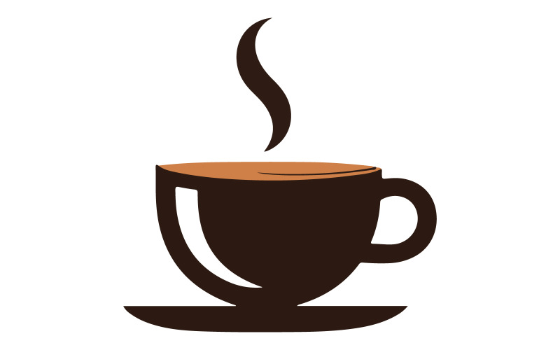 The logo features a stylized steaming coffee cup Illustration