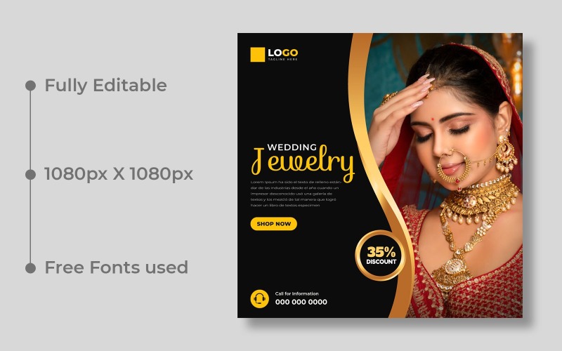 Wedding Jewelry Social Media Post Banner Template Ver-10