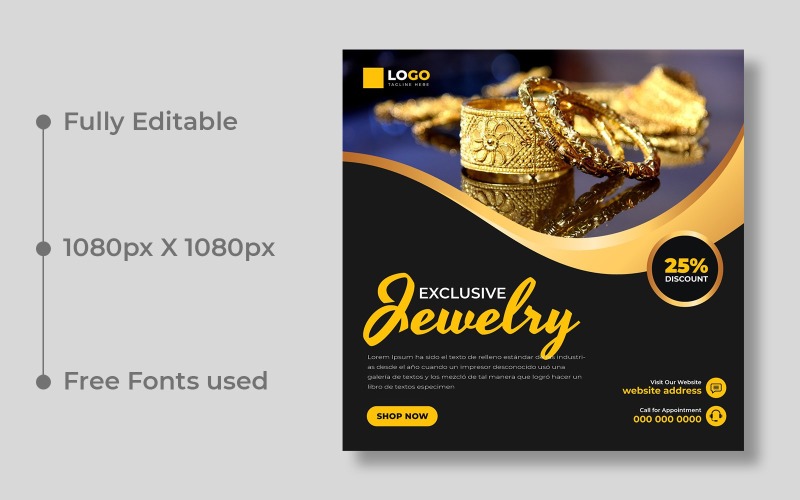 Wedding Jewelry Social Media Post Banner Template Ver-14