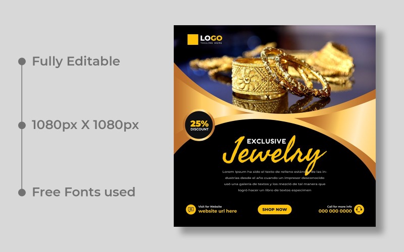 Wedding Jewelry Social Media Post Banner Template Ver-17