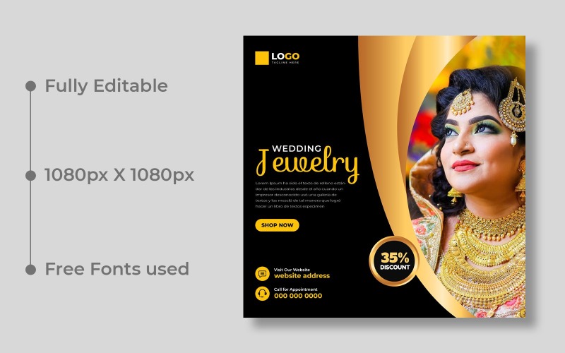 Wedding Jewelry Social Media Post Banner Template Ver-18