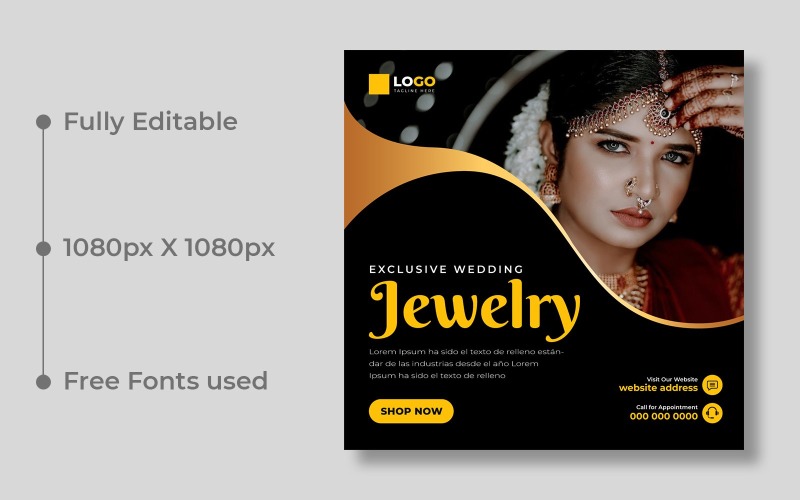 Wedding Jewelry Social Media Post Banner Template Ver-19