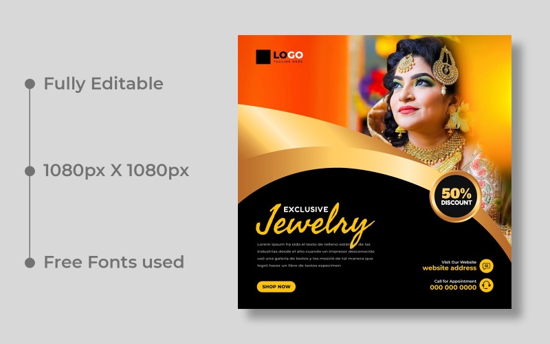 Wedding Jewelry Social Media Post Banner Template Ver-20