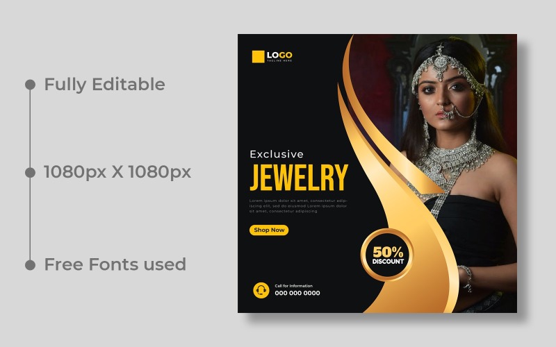 Wedding Jewelry Social Media Post Banner Template Ver-5