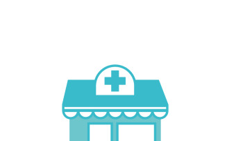 Modern Street Pharmacy Shop Flat Vector Icon Illustration