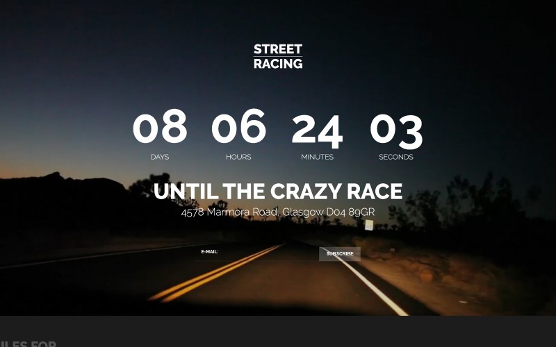 Car Racing Responsive Landing Page Template