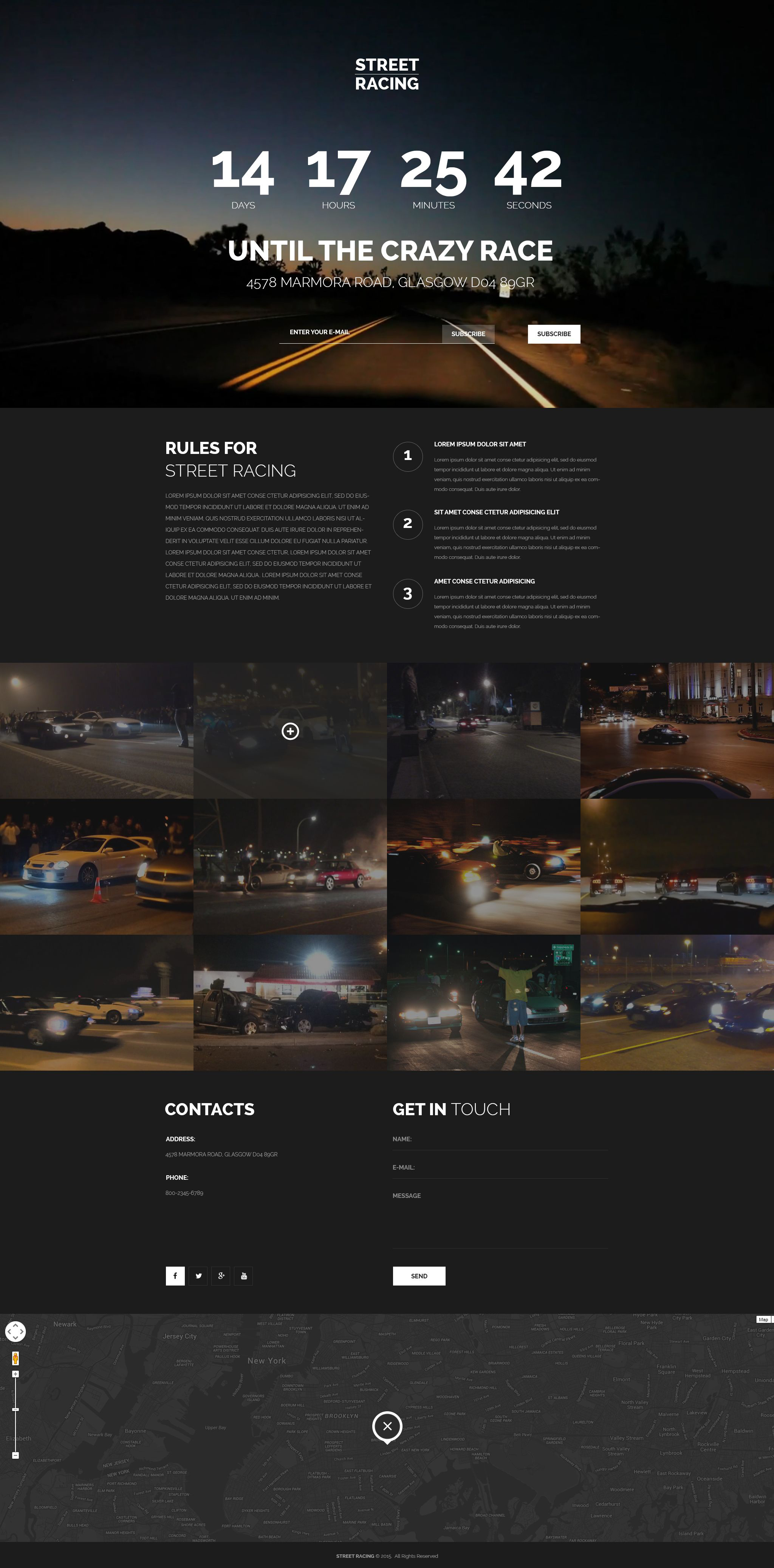 Car Racing Responsive Landing Page Template