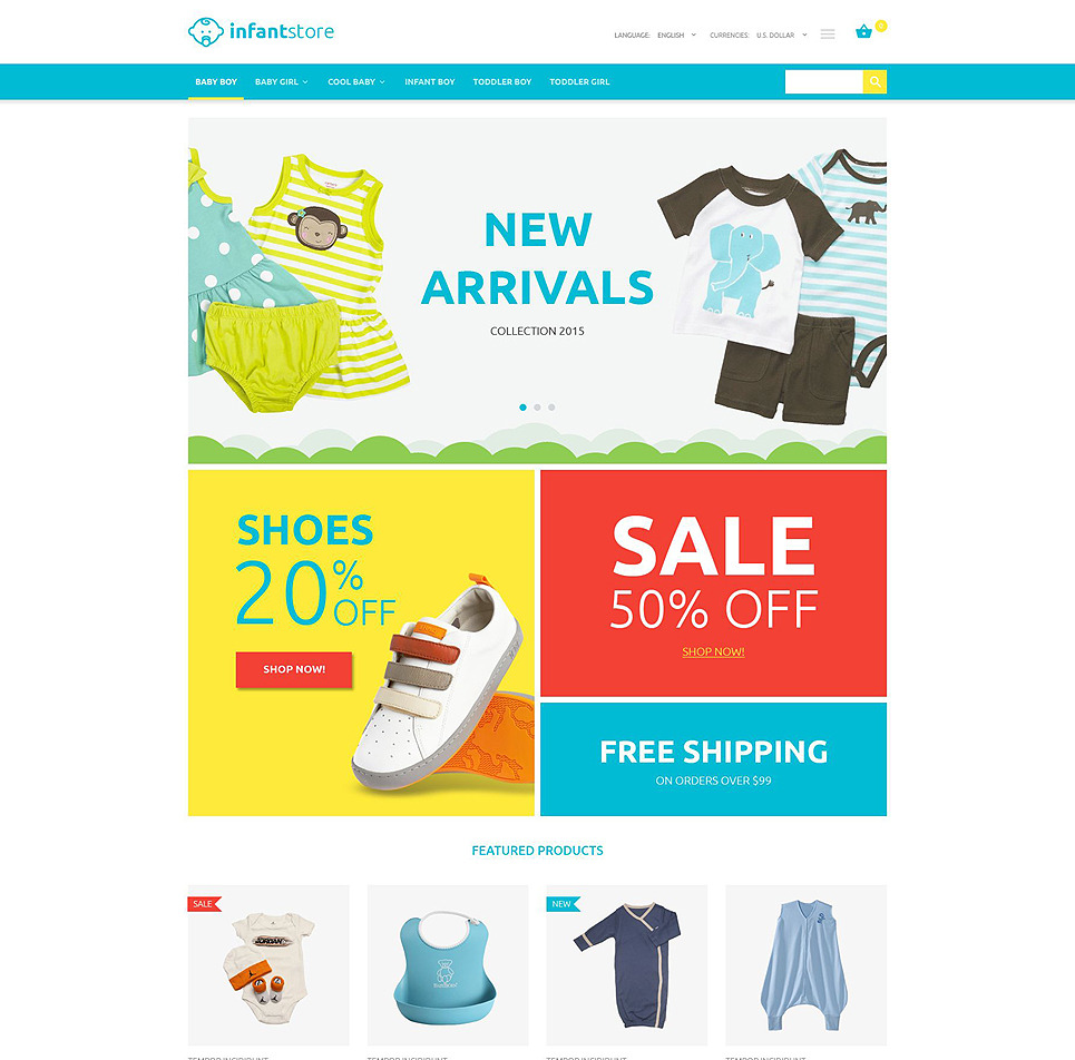 Infant Clothing Store osCommerce Template Big Screenshot Infant Clothing Store OsCommerce Template New Screenshots BIG