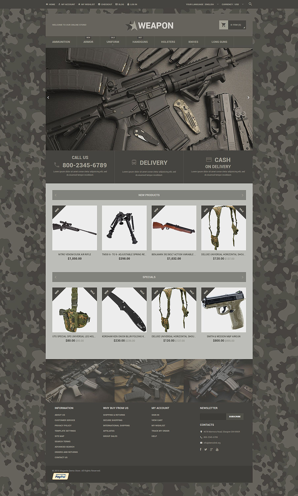 Online Weapon Store Magento Theme New Screenshots BIG
