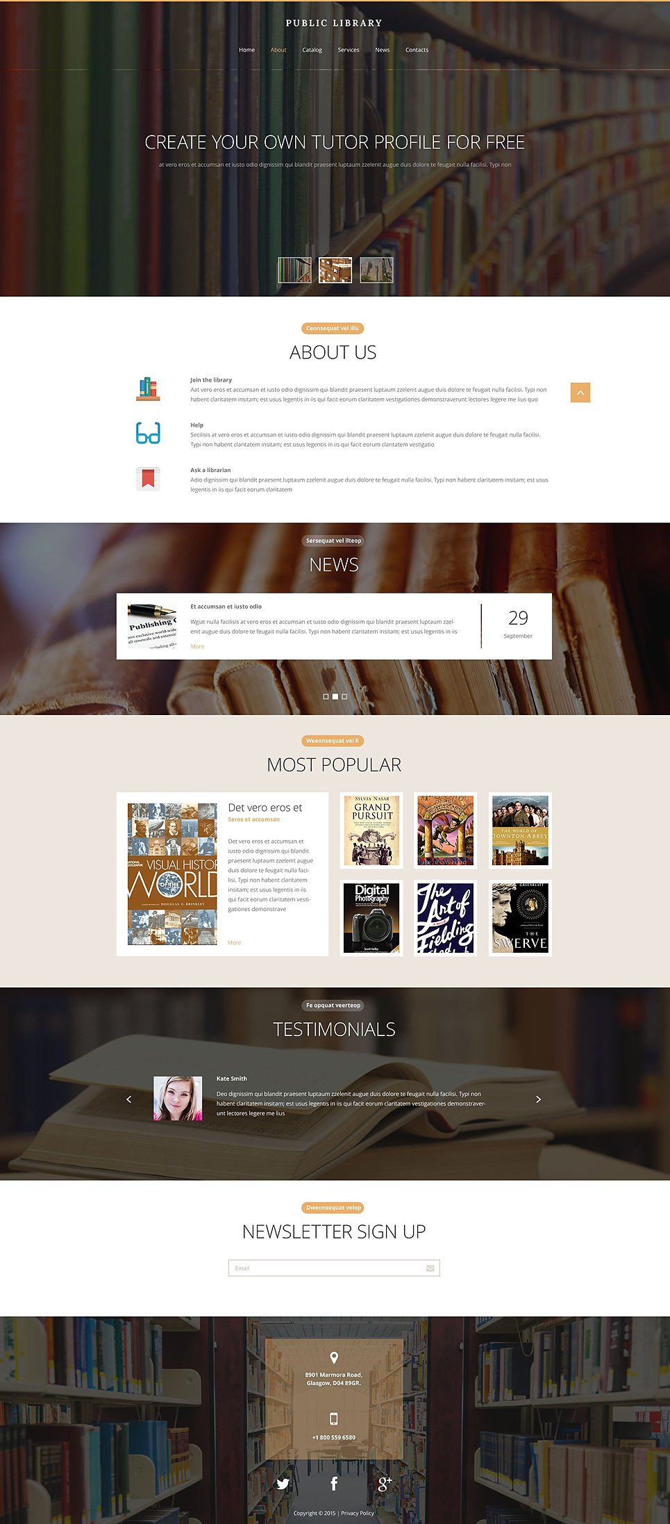 Public Library Website Template
