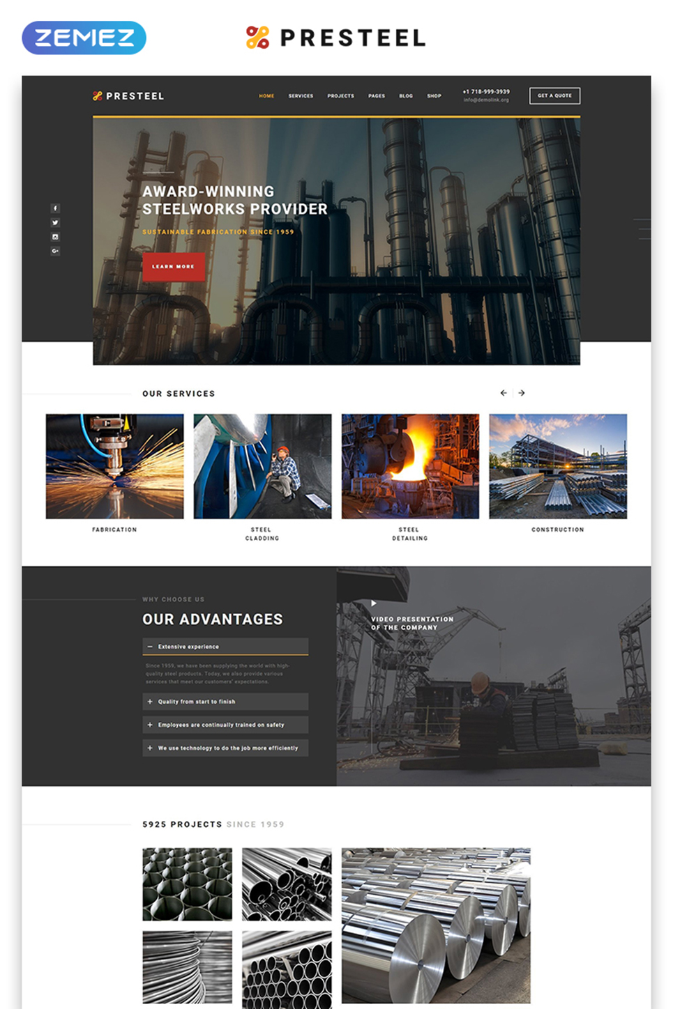 Steel Processing Website Template New Screenshots BIG