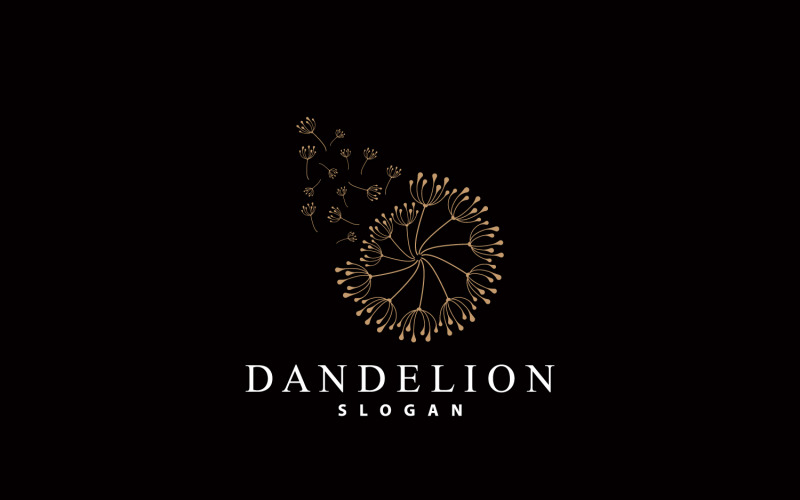 Dandelion Flower Logo Design Simple V8 Logo Template