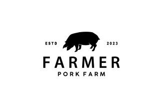 Pig Logo Livestock Cattle Vector V1