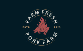 Pig Logo Livestock Cattle Vector V5