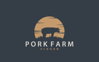 Pig Logo Livestock Cattle Vector V7