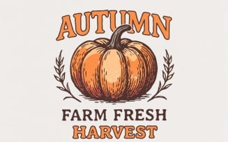 Autumn Farm Fresh Harvest PNG, Pumpkin Digital Download, Rustic Fall Shirt, Seasonal PNG Art,