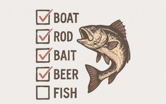 Boat Rod Bait Beer Fish PNG, Funny Fishing Checklist Design, Digital Download, Fisherman Gift,