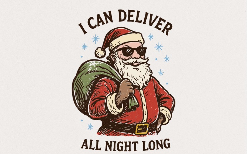 I Can Deliver All Night Long PNG, Funny Santa Claus Digital Download, Christmas Shirt Design, Illustration
