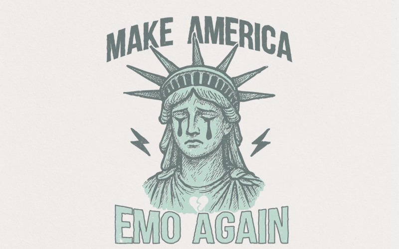 Make America Emo Again PNG, Sad Statue of Liberty Design, Digital Download, Emo Aesthetic Art, Illustration