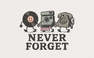Never Forget PNG, Retro Vinyl Camera Phone Printable, Nostalgic 90s Digital Download, Funny Vintage