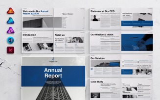 Annual Report Template Landscape for MS Word, InDesign, Affinity Suites