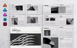 Architecture Portfolio Template Landscape for MS Word, InDesign, Affinity Suites