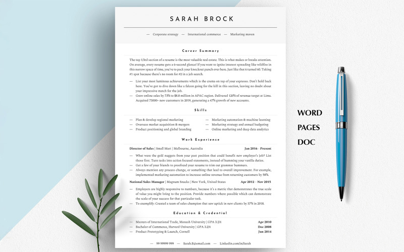 EXECUTIVE RESUME TEMPLATE | ATS-Friendly Executive Resume | Editable in Word, Pages, Google Docs Resume Template