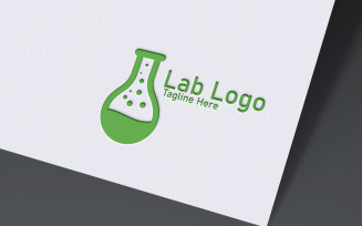 Green lab logo design template for science and research