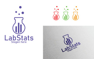 Lab stats logo design template for science research