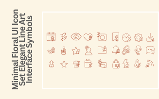 Minimal Floral UI Icon Set Elegant Line Art Interface Symbols with Botanical Accents